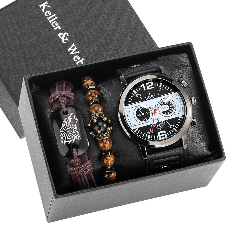 Load image into Gallery viewer, Luxury men's watch made of leather beautiful as a gift
