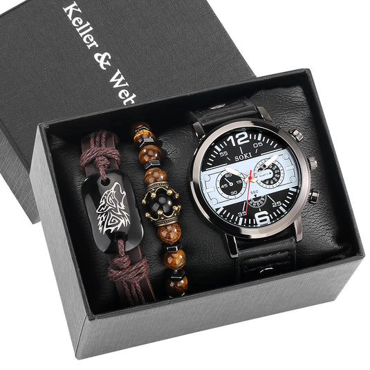 Luxury men's watch made of leather beautiful as a gift