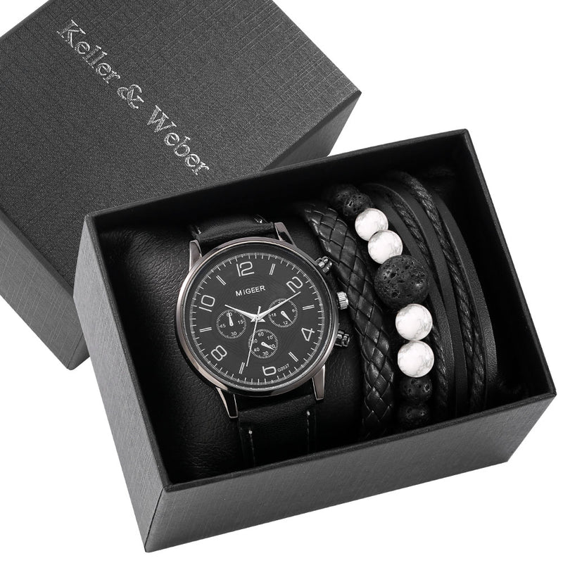 Load image into Gallery viewer, A very classy and giftable men's black leather quartz watch
