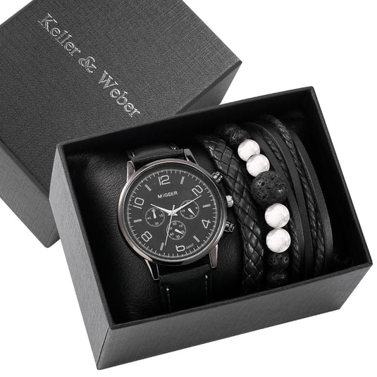 A very classy and giftable men's black leather quartz watch