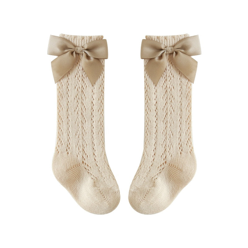 Load image into Gallery viewer, Baby socks for baby girls, soft cotton, infant, Decorated with a bow، 4-colors
