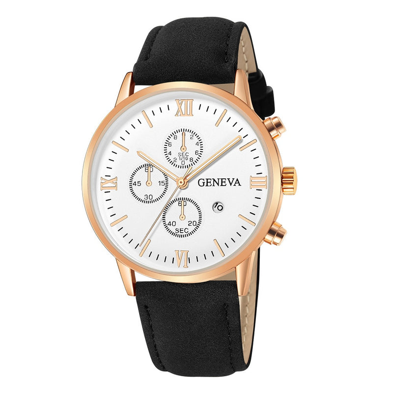 Load image into Gallery viewer, Men's watches 2022 for all times, from Calendar Quartz Watch Company leather bracelet
