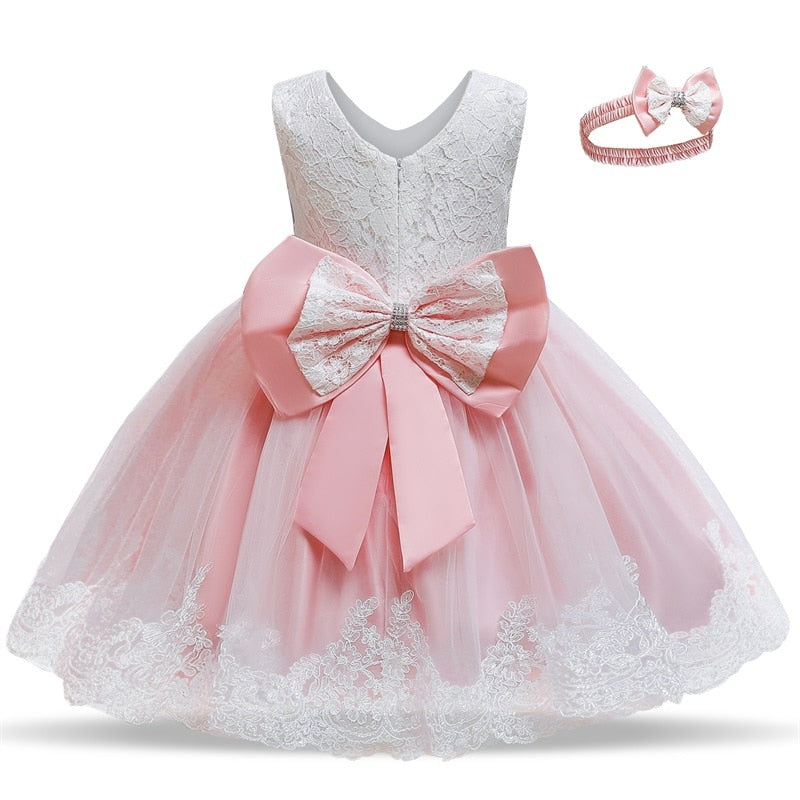 Load image into Gallery viewer, Cute dress for little girls, with bowknot, suitable for parties, baptisms, all colors
