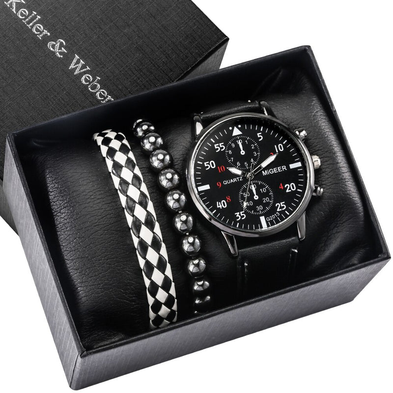 Load image into Gallery viewer, 2022 elegant and high quality turquoise leather 3 piece bracelet watch
