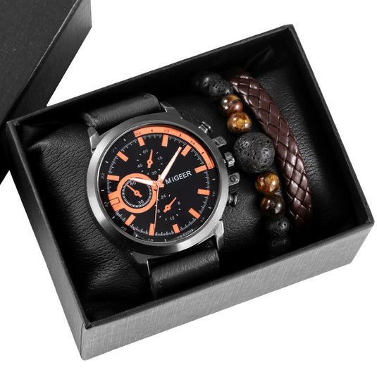 Luxury men's watch bracelet man quartz wristwatch gold bracelet 2022 2pcs