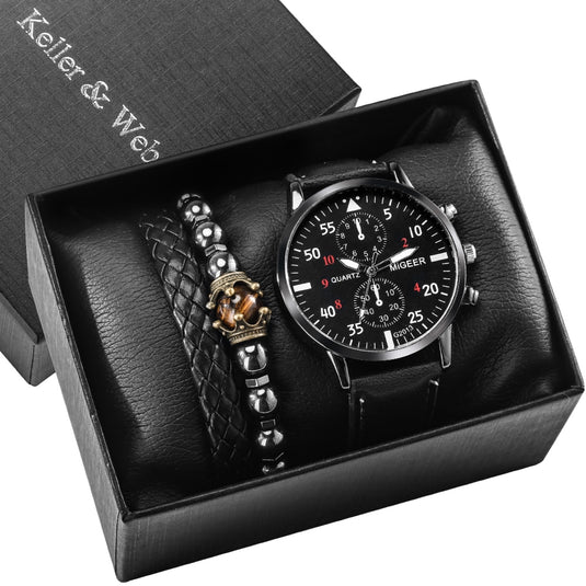 Luxury men's watch bracelet man quartz wristwatch gold bracelet 2022 2pcs