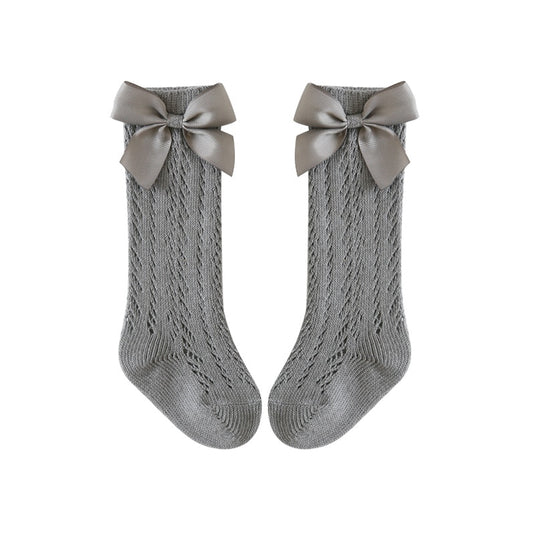 Baby socks for baby girls, soft cotton, infant, Decorated with a bow، 4-colors