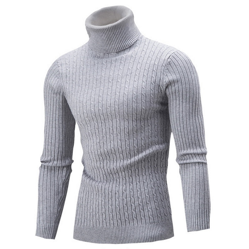 Load image into Gallery viewer, Men’s fleece sweater, long neck, warm winter, slim fit
