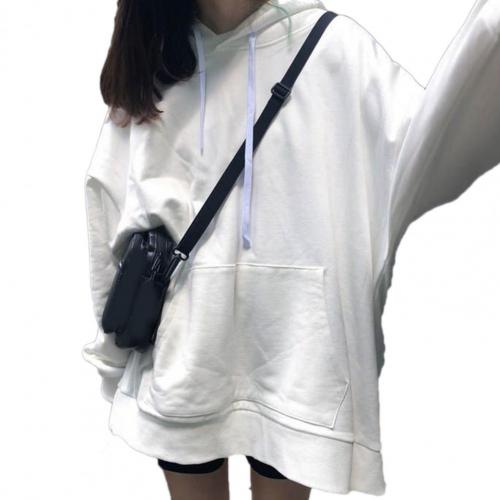 Hoodie Women Autumn Solid Color Pocket Mid-length Hoodie Long Sleeve Loose Sweatshirt