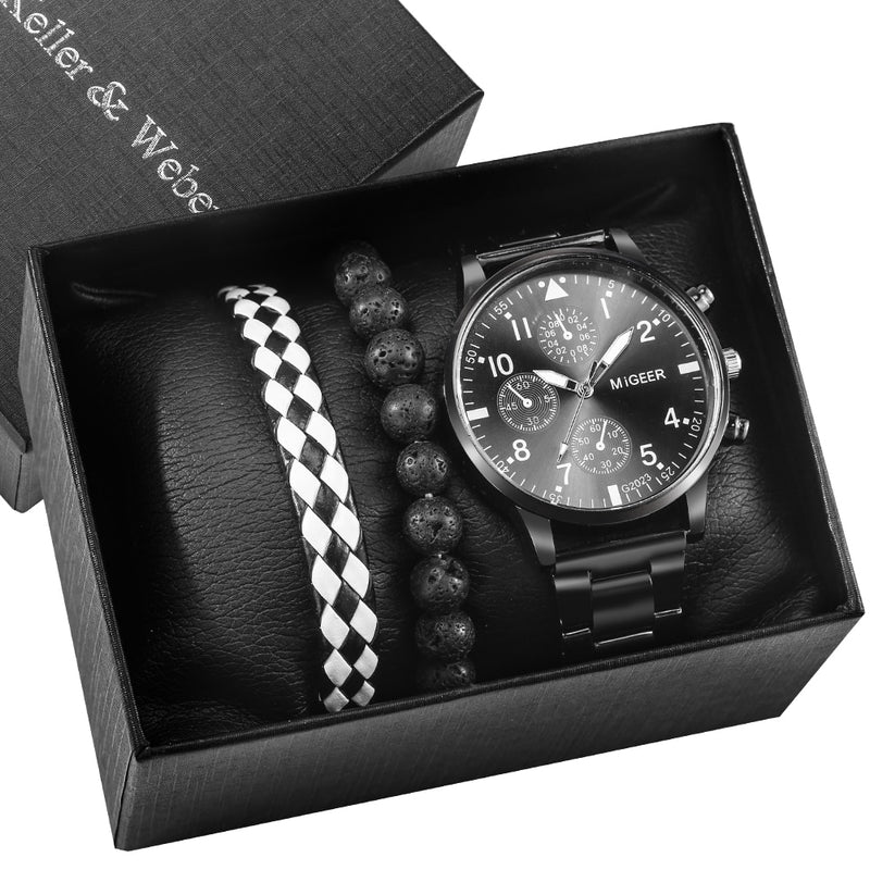 Load image into Gallery viewer, 2022 elegant and high quality turquoise leather 3 piece bracelet watch
