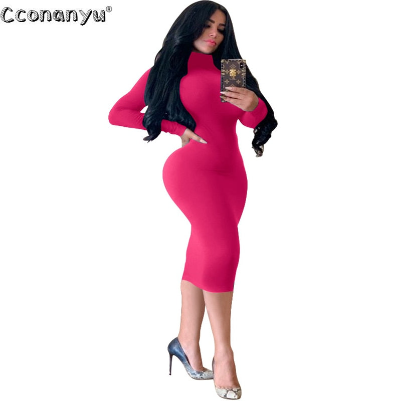 Load image into Gallery viewer, sexy women dress Long dress.. with long sleeves turtleneck suitable for work
