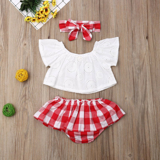 3_pieces for newborn girls short summer clothes Spotted and cute