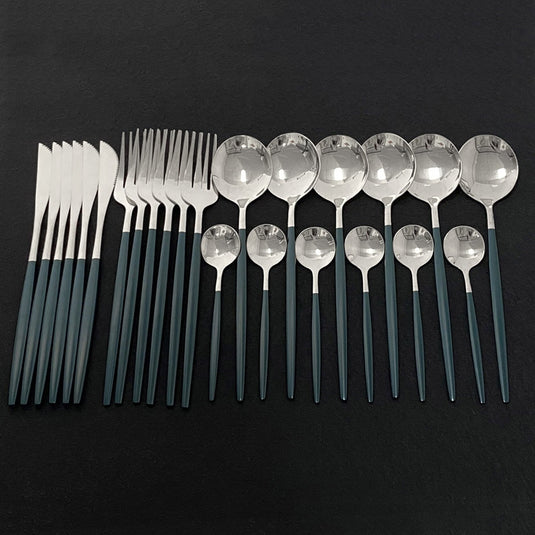 24 pieces of cutlery Very luxurious and beautiful stainless steel There are: 15 colors