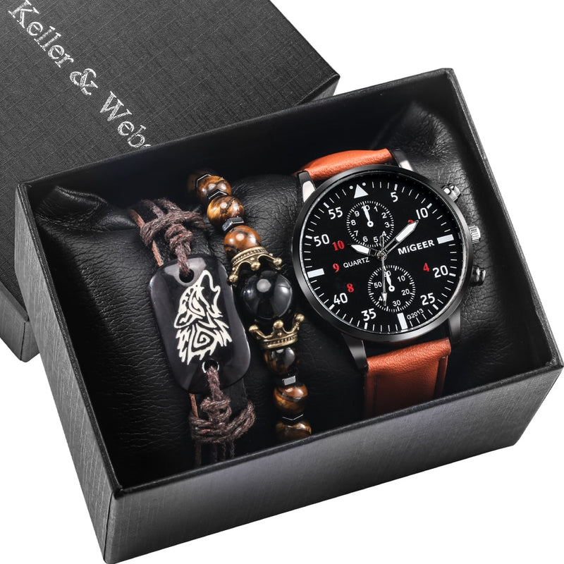 Load image into Gallery viewer, 2022 elegant and high quality turquoise leather 3 piece bracelet watch
