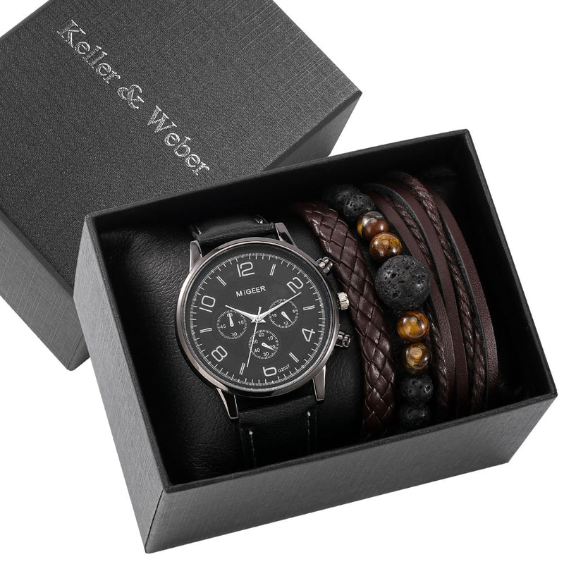 Load image into Gallery viewer, A very classy and giftable men's black leather quartz watch
