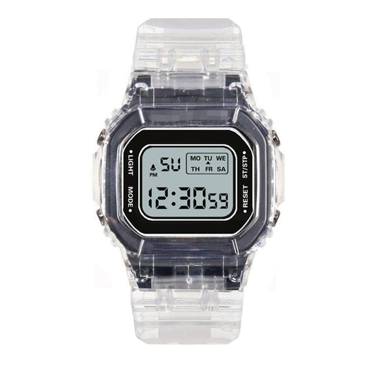 Cute digital women's watch auxiliary hour transparent bracelet 10_colors
