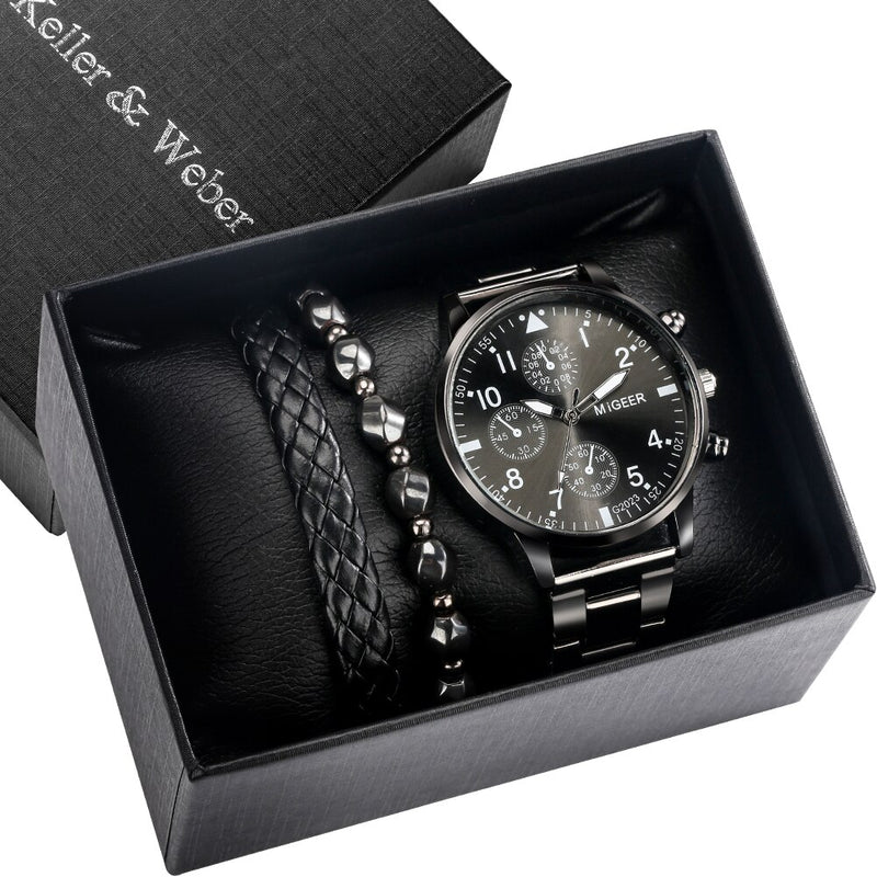 Load image into Gallery viewer, 2022 elegant and high quality turquoise leather 3 piece bracelet watch
