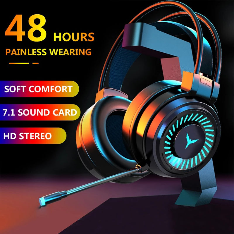 Load image into Gallery viewer, Great gaming headphones RGB lights To salivate and listen to music Soundproof, and with microphone for communication

