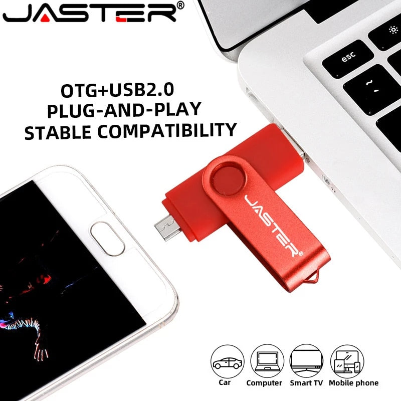Load image into Gallery viewer, JASTER high speed usb flash You can not connect to it, but to the computer and to the mobile phone Two storage capacity: 2GB_64_GB assorted colors
