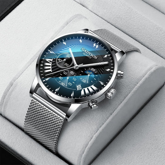 Luxury quartz watch for men, special occasions steel bracelet quartz maca