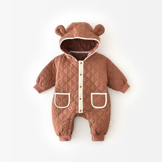 Milancel baby clothing bear ear for baby boys & girls,rompers fur lining, infant outfit