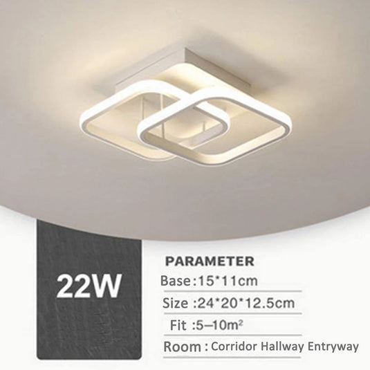2022 led ceiling light In the form of two intersecting squares Placed in the corridor and living rooms 5 colors