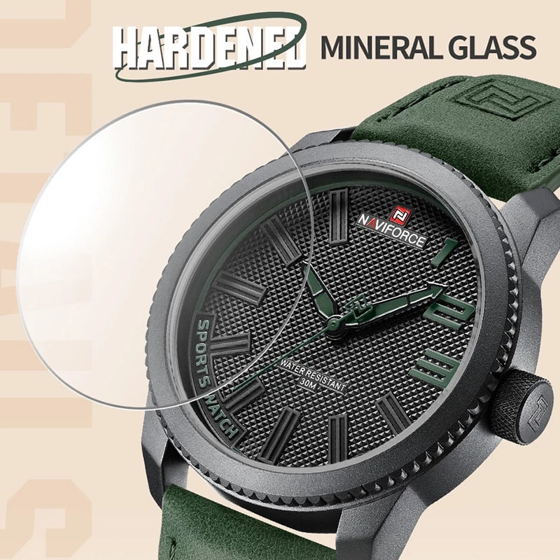 Load image into Gallery viewer, Luxury men's watch 2022NAVIFORCE Water Resistant, Shock Resistant Green Clock
