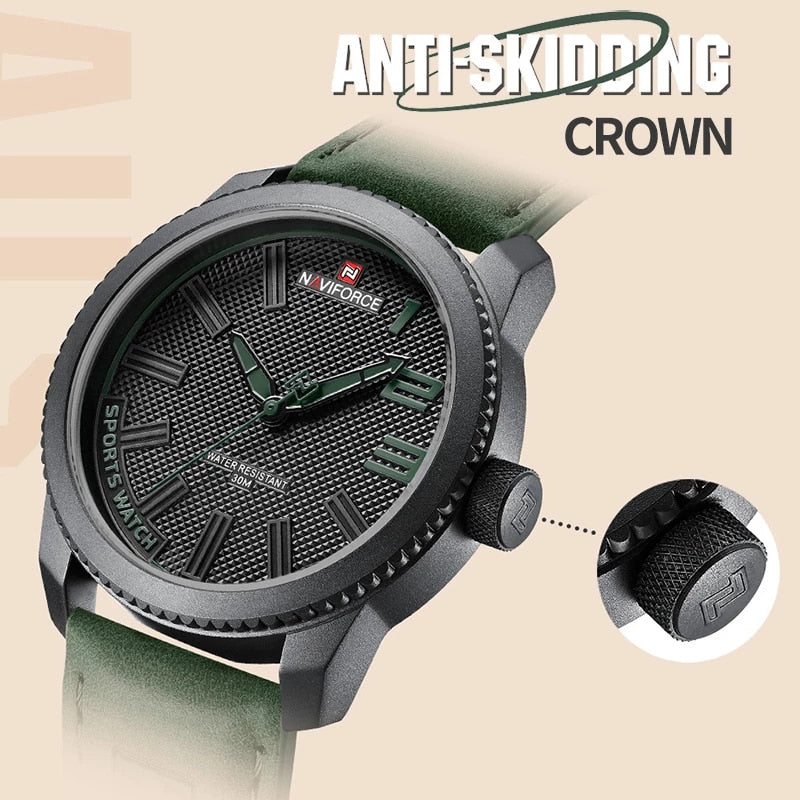 Load image into Gallery viewer, Luxury men's watch 2022NAVIFORCE Water Resistant, Shock Resistant Green Clock
