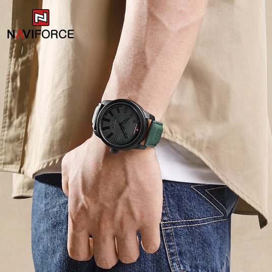 Luxury men's watch 2022NAVIFORCE Water Resistant, Shock Resistant Green Clock