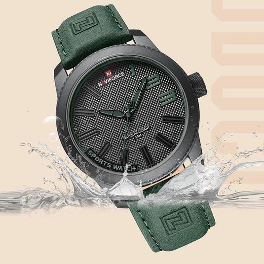 Luxury men's watch 2022NAVIFORCE Water Resistant, Shock Resistant Green Clock