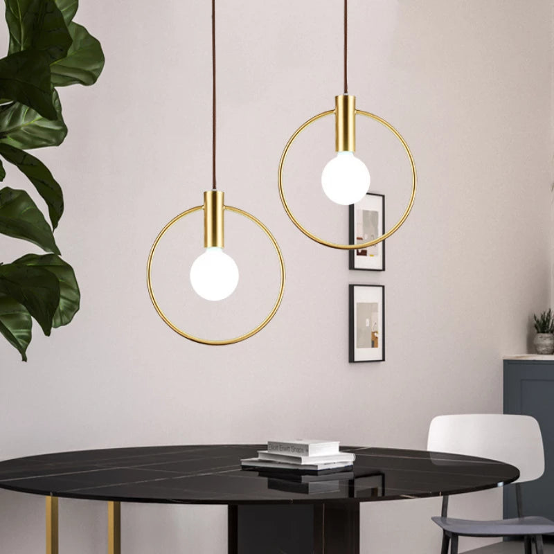 Load image into Gallery viewer, Personality Ins Wind Single Head Ring Pendant Lights For Bedroom Bedside Dinning Bar Porch Lighting Fixture Hanging Lamp
