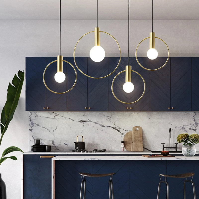 Load image into Gallery viewer, Personality Ins Wind Single Head Ring Pendant Lights For Bedroom Bedside Dinning Bar Porch Lighting Fixture Hanging Lamp
