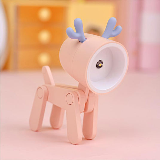 LED Night Light Mini Folding Desk Lamp Cute Pet Lights Dog Deer Dinosaur Flower Portable Night Light Student Living Room Decor
