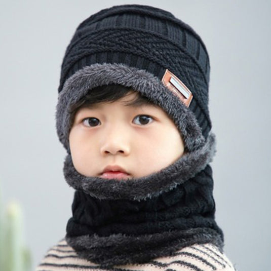 Men's winter hat and scarf, warm in winter, made of wool, two layers. all colors