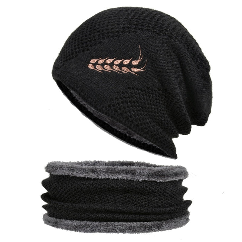 Load image into Gallery viewer, Men's winter hat and scarf, warm in winter, made of wool, two layers. all colors

