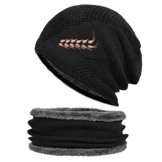 Men's winter hat and scarf, warm in winter, made of wool, two layers. all colors