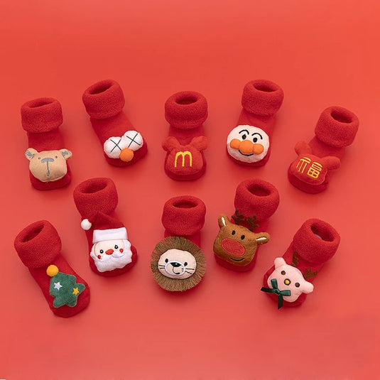 Soft socks for newborns Made of cotton, non-slip Suitable for Christmas
