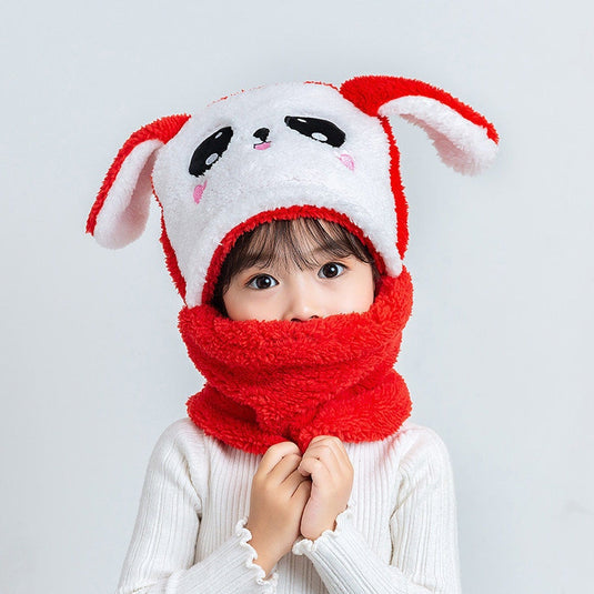 Baby hats with scarf Warms the head and covers the neck cute panda hat 10_colors..