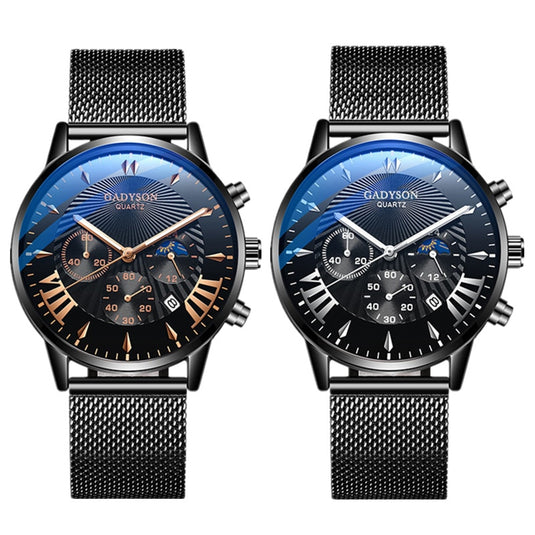 Luxury quartz watch for men, special occasions steel bracelet quartz maca