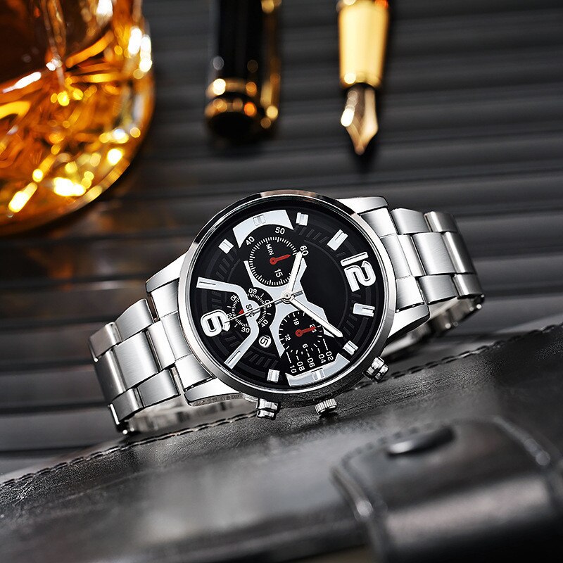 Load image into Gallery viewer, Luxury men's watch sports watch stainless steel leather bracelet
