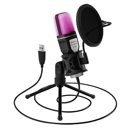 Free Shipping USB Microphone RGB Microfone Condensador Wire Gaming Mic for Podcast Recording Studio Streaming Laptop Desktop PC