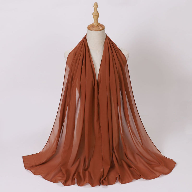 Load image into Gallery viewer, Chiffon scarf and hijab for Muslim women smooth with turban all  colors
