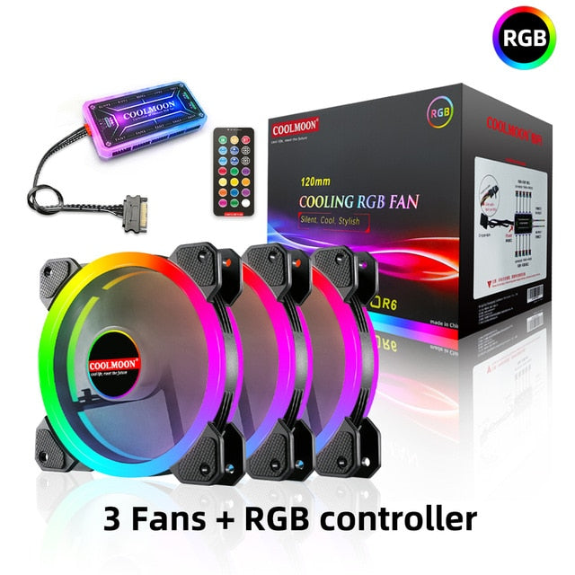 Load image into Gallery viewer, 120mm PC Computer Case Fan Cooling Cooler 6PIN Adjustable RGB Led 12cm Mute Ventilador 5V DC ARGB Fans Adjust Speed Aura Sync
