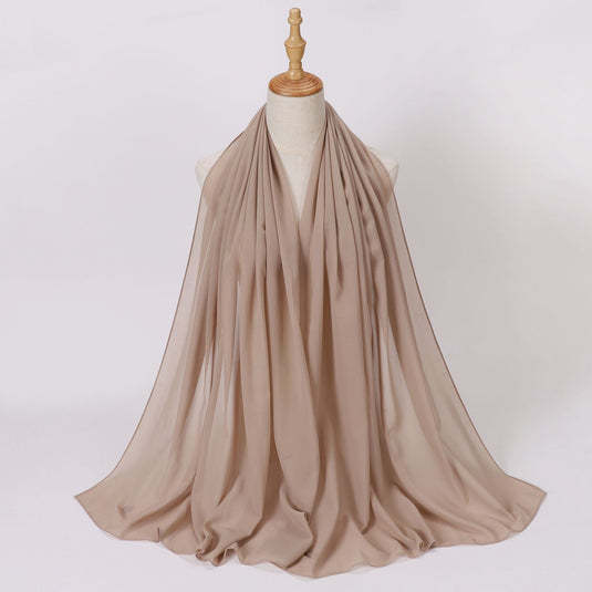 Chiffon scarf and hijab for Muslim women smooth with turban all  colors