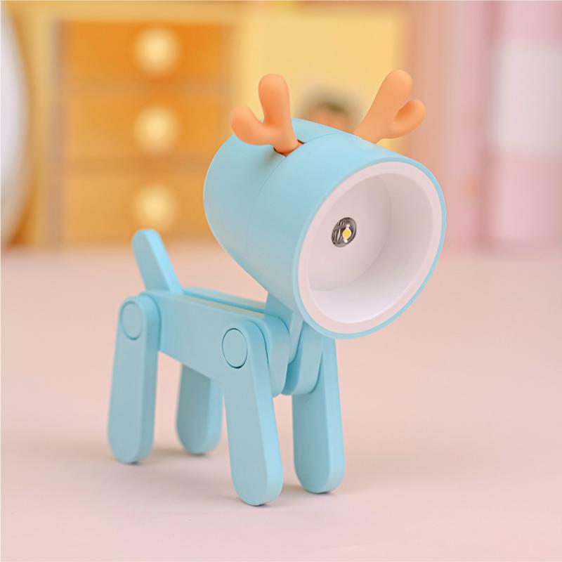 Load image into Gallery viewer, LED Night Light Mini Folding Desk Lamp Cute Pet Lights Dog Deer Dinosaur Flower Portable Night Light Student Living Room Decor
