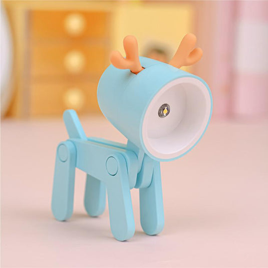 LED Night Light Mini Folding Desk Lamp Cute Pet Lights Dog Deer Dinosaur Flower Portable Night Light Student Living Room Decor