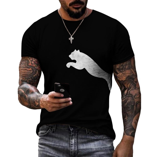 Load image into Gallery viewer, Men's T-shirt 2022 3D drawing of a wolf short sleeves all measurements
