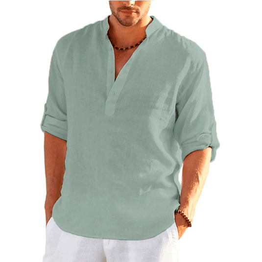 New men's linen and cotton shirt, long sleeves, solid color, top‘s sizes S_5XL,all colors
