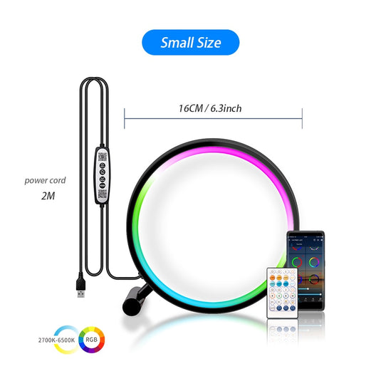 Smart LED Wall Light RGB Desktop Atmosphere Desk Lamp Bluetooth APP Control Suitable For Game Room Bedroom Bedside Decoration