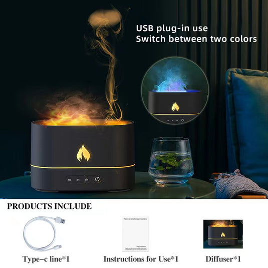 REUP Flame Air Humidifier Essential Oil Ultrasonic Aroma Diffuser
